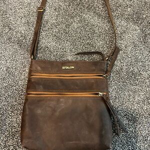 Brown distressed leather purse